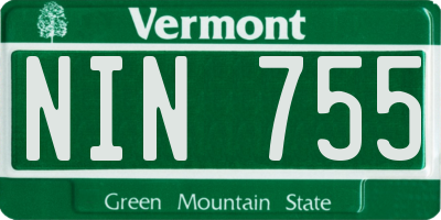 VT license plate NIN755