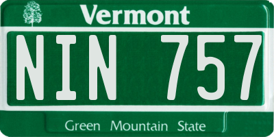 VT license plate NIN757