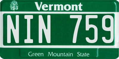 VT license plate NIN759