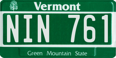 VT license plate NIN761