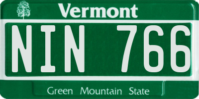 VT license plate NIN766