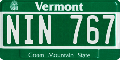 VT license plate NIN767