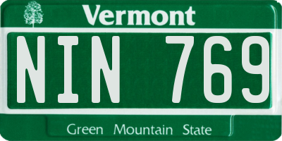 VT license plate NIN769