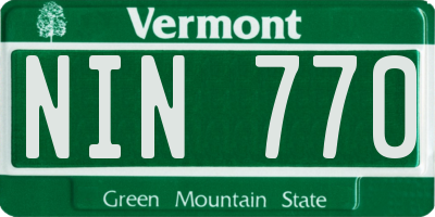 VT license plate NIN770