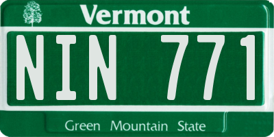 VT license plate NIN771