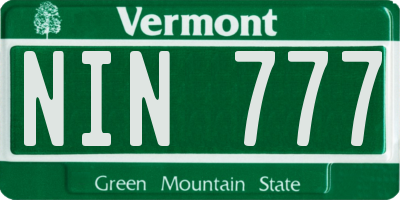 VT license plate NIN777