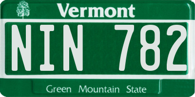 VT license plate NIN782