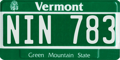 VT license plate NIN783
