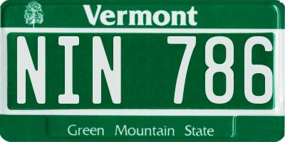 VT license plate NIN786
