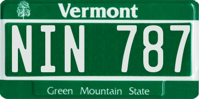 VT license plate NIN787