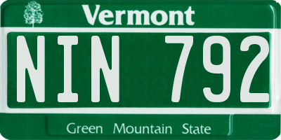 VT license plate NIN792