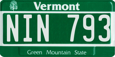 VT license plate NIN793