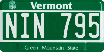 VT license plate NIN795