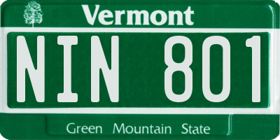 VT license plate NIN801