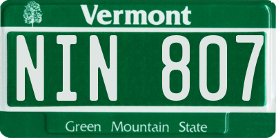 VT license plate NIN807