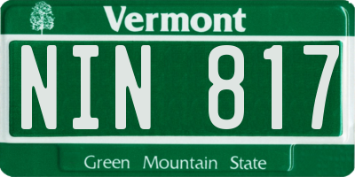 VT license plate NIN817