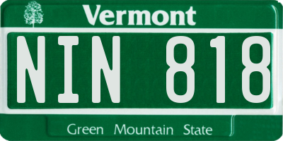VT license plate NIN818