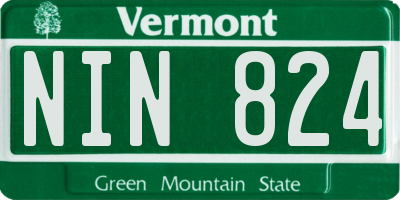 VT license plate NIN824