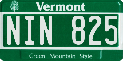 VT license plate NIN825