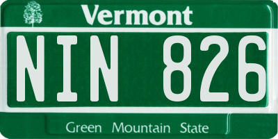 VT license plate NIN826
