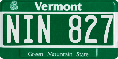 VT license plate NIN827