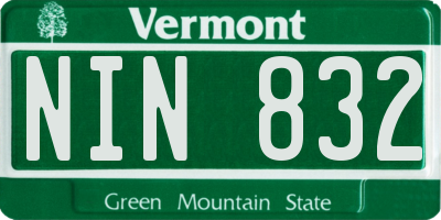 VT license plate NIN832