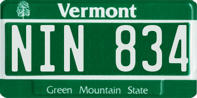 VT license plate NIN834