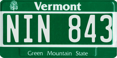 VT license plate NIN843