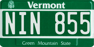 VT license plate NIN855