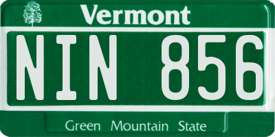 VT license plate NIN856
