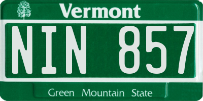 VT license plate NIN857