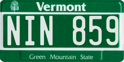 VT license plate NIN859