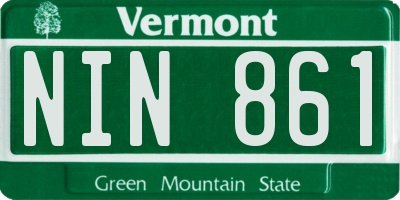 VT license plate NIN861