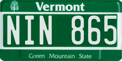 VT license plate NIN865