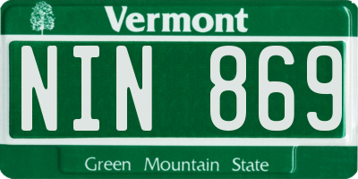 VT license plate NIN869