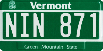 VT license plate NIN871