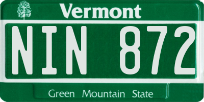 VT license plate NIN872