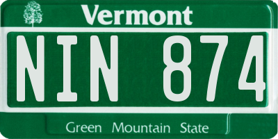 VT license plate NIN874