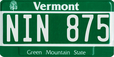 VT license plate NIN875