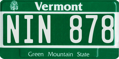 VT license plate NIN878
