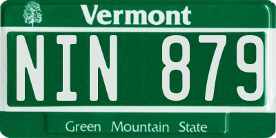 VT license plate NIN879