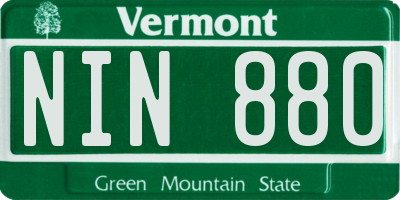 VT license plate NIN880