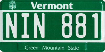VT license plate NIN881