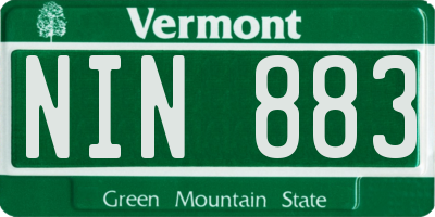 VT license plate NIN883