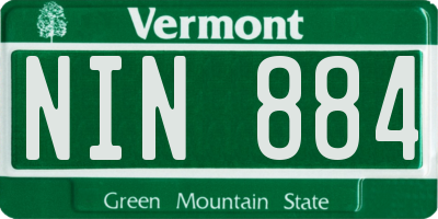 VT license plate NIN884