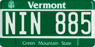 VT license plate NIN885