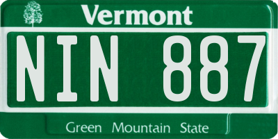 VT license plate NIN887