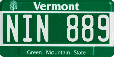 VT license plate NIN889