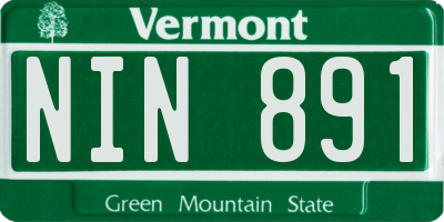 VT license plate NIN891