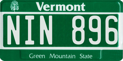 VT license plate NIN896